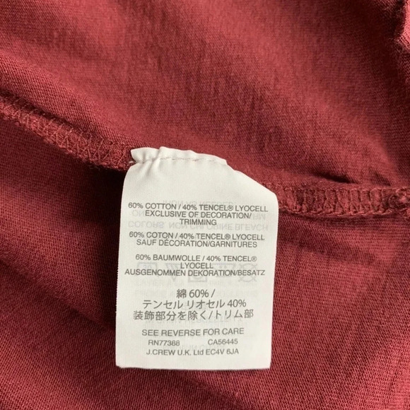 J. Crew | Vintage Embroidered Tie-Neck Top Burgundy Relaxing Bohemian Size XS - Picture 6 of 7